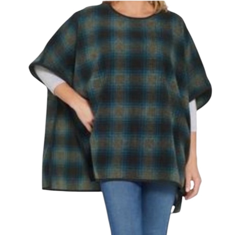 Denim & Co. Plaid Poncho (DM)